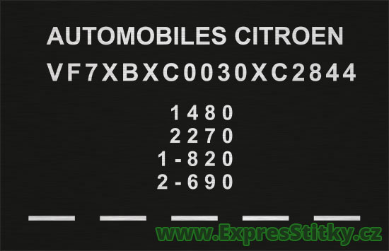 Výrobní štítek Citroën DX