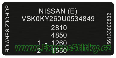 Výrobní štítek Nissan Patrol